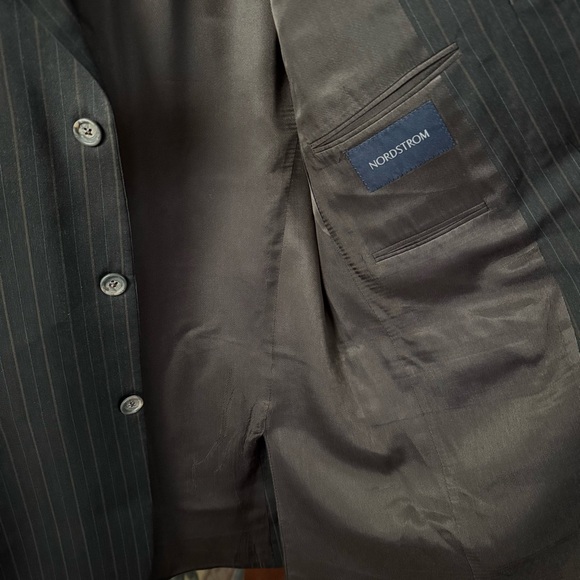 Burberry Charcoal Brown Pinstripe Suit Jacket Sports Coat - Picture 12 of 15